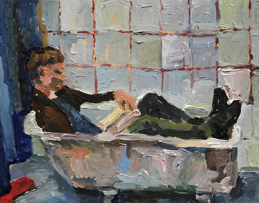 <b>Reading II (2019)</b><br />11x14"<br />Oil on canvas