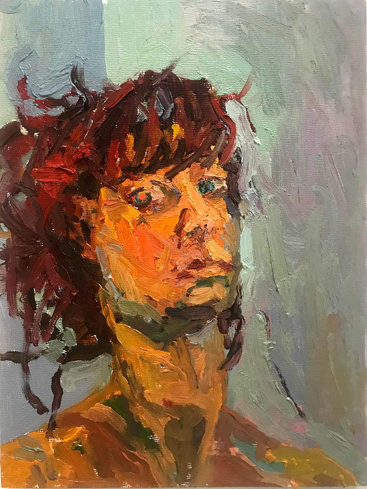<b>Self Portrait After The Accident (2021)</b><br />12x9"<br />Oil on canvas