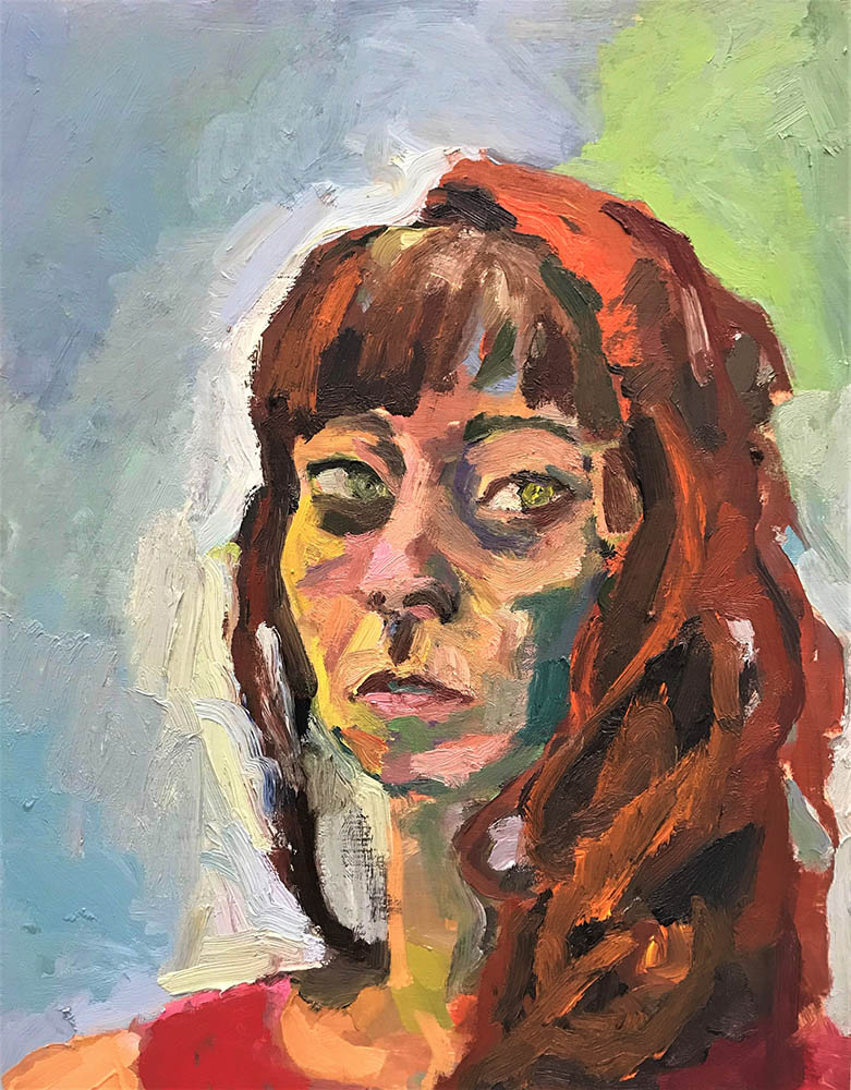 <b>Self Portrait (2019)</b><br />14x11"<br />Oil on wood panel
