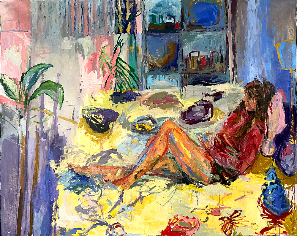 <b>Back From Work (2021)</b><br />48x60"<br />Oil on canvas