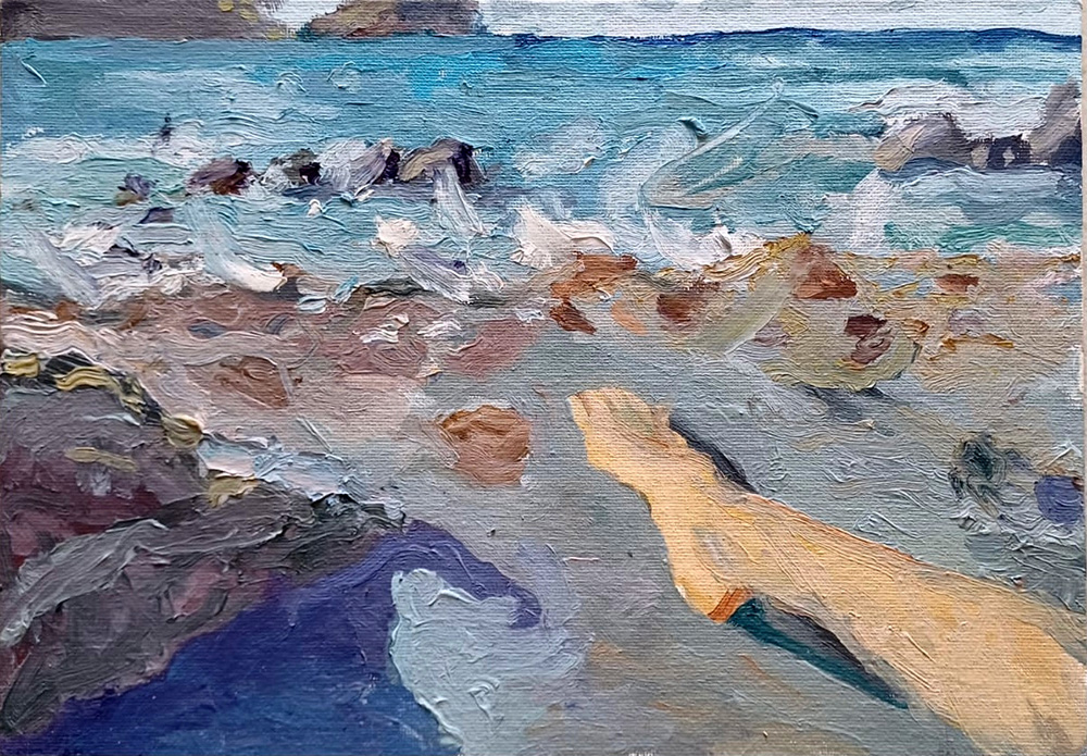 <b>Le pied (2024)</b><br />9x12"<br />Oil on panel